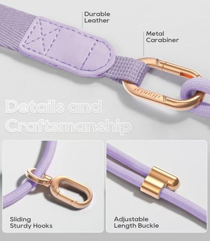 Phone Lanyard Crossbody with Phone Tabs, Adjustable Cellphone Lanyard with Skin-Friendly Neckband and Metal Carabiner - color: Light Purple