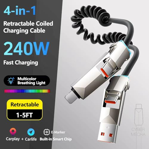 Invisible Stand Charging Cable，Fast Charging Cable，Built-in Phone Support Fast Charging Cord for Gaming Office Travel (2, 4-1) - size: 4-1
