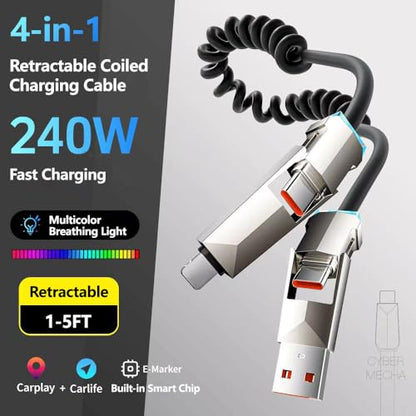 Invisible Stand Charging Cable，Fast Charging Cable，Built-in Phone Support Fast Charging Cord for Gaming Office Travel (2, 4-1) - size: 4-1