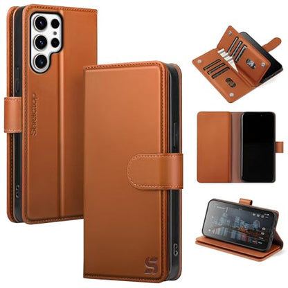 Shieldtop Compatible with Samsung Galaxy S23 Ultra 5G Wallet Case with Card Holder,Women Men RFID Blocking PU Leather Flip TPU Protective Cover Credit Card Slots,Phone Case for S23 Ultra,Light Brown - color: Light Brown, size: Galaxy S23 Ultra - 6.8"