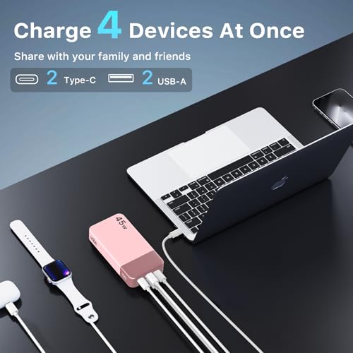 NOBIS Portable Charger 45W 20000mAh Power Bank Fast Charging - color: Pink