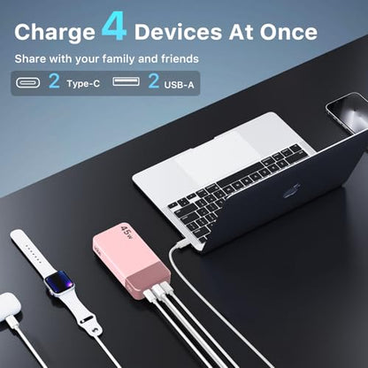 NOBIS Portable Charger 45W 20000mAh Power Bank Fast Charging - color: Pink