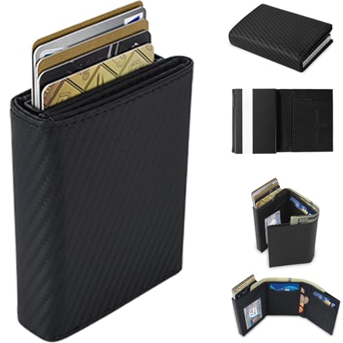 Wallet For Men Trifold,Pop Up Wallet By Metal&Leather,RFID Blocking - color: Black