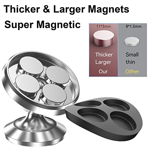【2-Pack】Magnetic Phone Holder for Car Dash Strong Magnetic Car Phone Mount - color: Silver