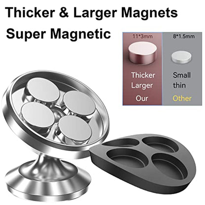 【2-Pack】Magnetic Phone Holder for Car Dash Strong Magnetic Car Phone Mount - color: Silver