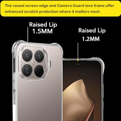 USTIYA Case for Xiaomi 15T Pro 5G Clear TPU Four Corners Military-Grade Protection Cover Transparent Soft funda