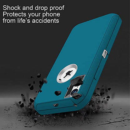 MXX Compatible with iPhone Xr Case, 3-Layer Super Protective Full Heavy Duty Body Tough Rugged Bumper Cover, Shock & Dust Proof, Designed for Apple Xr Phone Case 6.1" - color: Turquoise/Gray