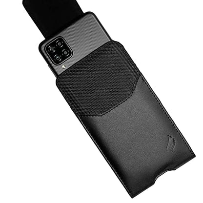 Leather Cell Phone Holster for Boost Celero 5G, Motorola Moto G 5G, Moto G Power 2021/2022/2023/2024, TCL 30 40 50 60 XE, XL, Vertical Case Waist Carrying Pouch with Belt Clip/Loops, Black - size: Large