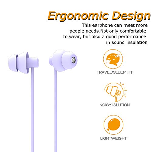 MAXROCK (TM Total Soft Silicon Headphones with Mic Sleep Travel Choice for Cellphones Tablets and 3.5mm Jack (Violet) - color: violet purple