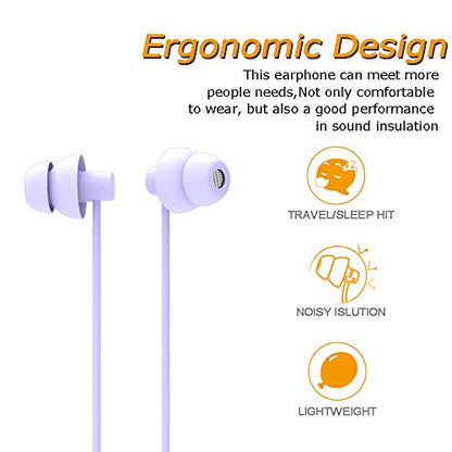 MAXROCK (TM Total Soft Silicon Headphones with Mic Sleep Travel Choice for Cellphones Tablets and 3.5mm Jack (Violet) - color: violet purple