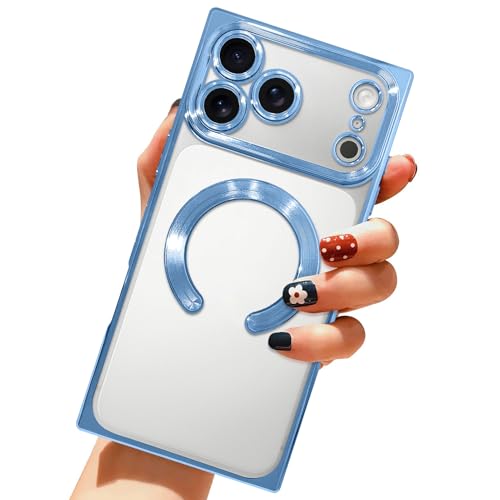 LSL Case for iPhone 17 Pro [Compatible with MagSafe] - Blue | Soft TPU Bumper Anti-Drop Anti-Scratch Shockproof Protective Slim Luxury Plating Clear Magnetic Cover for Women Girls Men - color: Blue, size: for iPhone 17 Pro