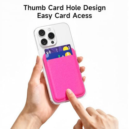 oakxco Phone Wallet Stick On, Slim Thin Adhesive ID Credit Card Holder Wallet Pocket Back of Phone Case, Hard Shell Plastic Sleeve Sticky Card Wallets Pouch for iPhone Samsung Pixel, Neon Hot Pink - color: Hot Pink