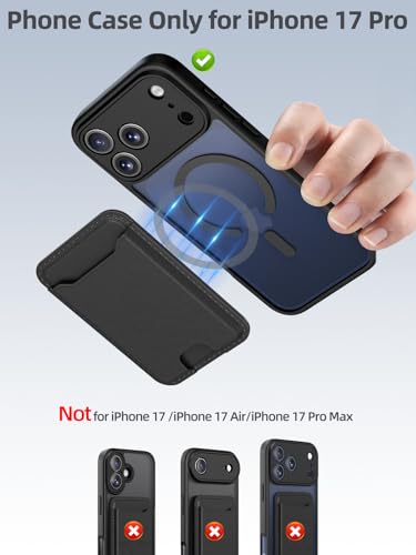 TopMade for iPhone 17 Pro Case with Mag-Safe Wallet, 4 Cards Holder Black - color: Black, size: iPhone 17 Pro