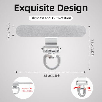 Yojaro 360° Rotating Stainless Steel Phone Tether Tab (3-Pack) - Universal for iPhone & Other Phones (Fits Wristbands/Necklaces/Crossbody Straps) - color: Silvery