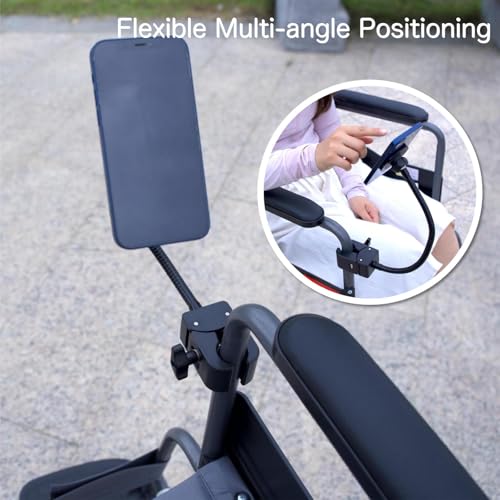 Wheelchair Magnetic Phone Holder - Adjustable Gooseneck with Angle Lock, Compatible with iPhone 16/15/14/13/12 Pro Max Series, iPad & Magnetic Phone Cases (12 Inch)