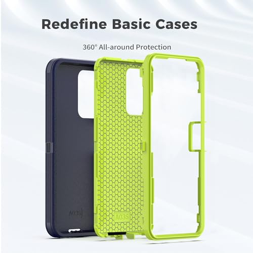 for Samsung Galaxy A03S Case, Heavy Duty Protective Case with [3 in 1] Rugged Rubber Shockproof Protection Cover for Galaxy A03S(Dark Blue/Green) - color: Dark blue/Green