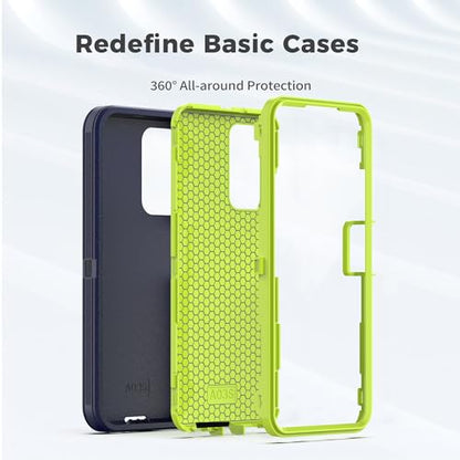 for Samsung Galaxy A03S Case, Heavy Duty Protective Case with [3 in 1] Rugged Rubber Shockproof Protection Cover for Galaxy A03S(Dark Blue/Green) - color: Dark blue/Green
