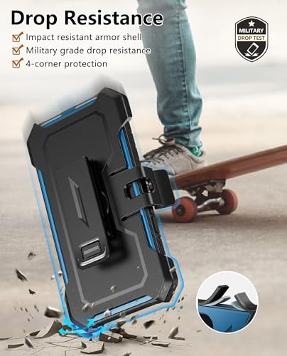 for iPhone 13/14/15 Phone Case: for iPhone 16e Protective Cover with Belt Clip Holster | Durable Dual-Layer Design with Built-in Kickstand | Heavy Duty Military Grade Hard Protection Shock Proof | Built-in Screen Protector, 20FT Military-Grade Drop Shockp
