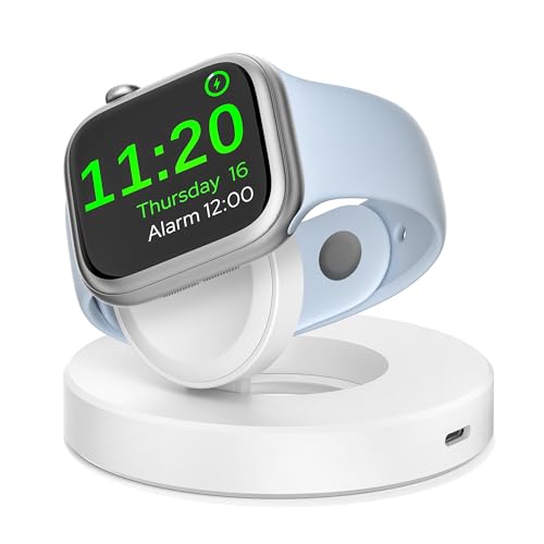 Elebase for Apple Watch 12 Charger Puck,Fast USBC iWatch Charging Dock - color: White