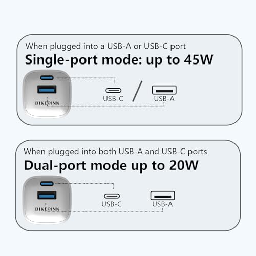 GaN Charger, 45W Fast Charging, Compact and Foldable Plug USB‑C Wall Charger, Compatible with iPhone 17 Series, MacBook, iPad, Samsung Galaxy S25 Ultra/S24 Series (3.3 ft Cable Included) - color: White