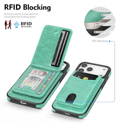 SkyEagle Compatible with MagSafe iPhone 17 Pro Wallet Case,Blue Green - color: Blue Green, size: iPhone 17 Pro - 6.3"