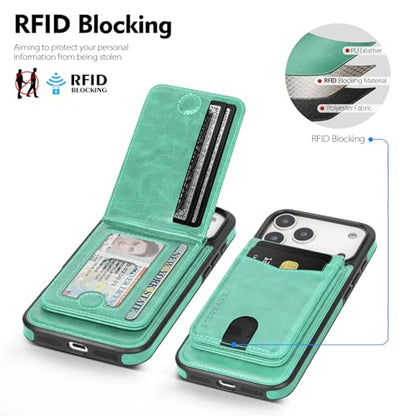 SkyEagle Compatible with MagSafe iPhone 17 Pro Max Wallet Case,Blue Green - color: Blue Green, size: iPhone 17 Pro Max - 6.9"