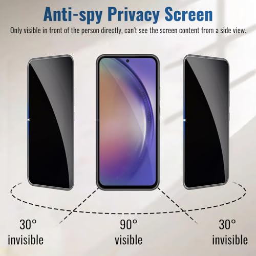 Lyphpe【3 Pack Privacy Screen Protector for samsung galaxy A54 5G 9H Tempered Glass Anti-Spy Private Film Compatible for Samsung A54 5G Case Friendly
