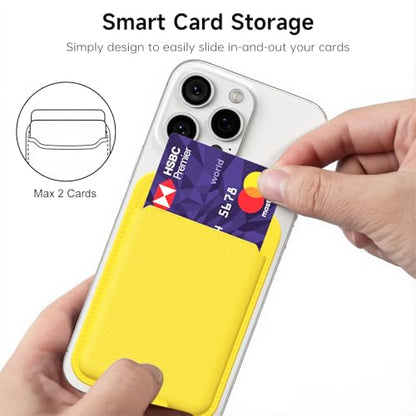 oakxco Phone Wallet Stick On, Slim Thin Adhesive ID Credit Card Holder Wallet Pocket Back of Phone Case, Hard Shell Plastic Sleeve Sticky Card Wallets Pouch for iPhone Samsung Pixel, Yellow - color: Yellow