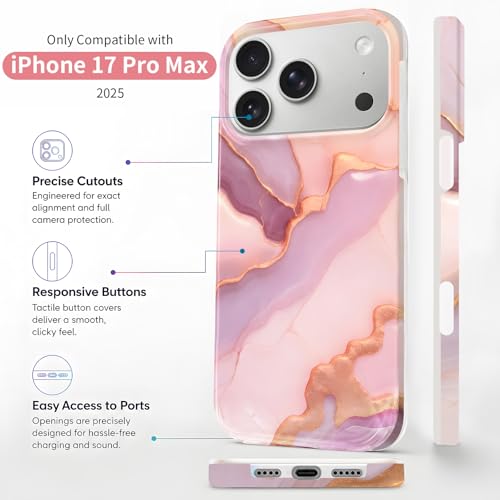 Case Compatible with iPhone 17 Pro Max, 2025 Anti-Yellow Ultra Transparent Soft TPU Phone Case, Shockproof Anti-Slip Slim Lightweight Full Coverage Protective (Marble Pattern 3) - color: Marble pattern 3