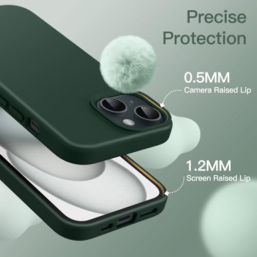 JETech Silicone Case for iPhone 15, Midnight Green | Silky Soft Touch, Shockproof Protection, Scratch Resistant, Microfiber Lining - color: Midnight Green, size: iPhone 15