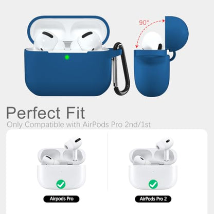 Lerobo for AirPod Pro Case, Soft Silicone Cover with Keychain, Blue - color: Blue