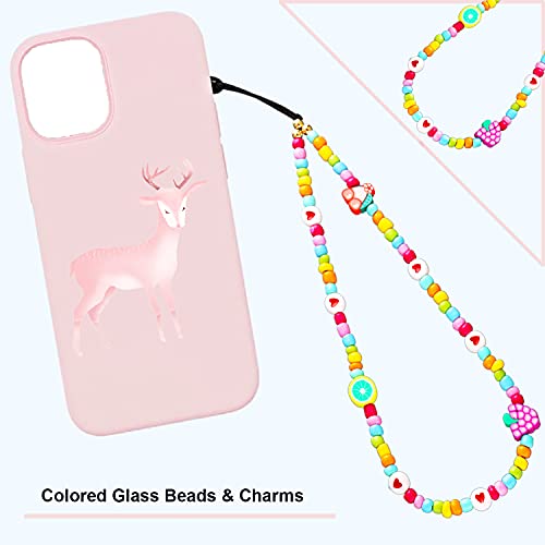 6PCS Beaded Phone Charms Strap Fruit Star Faux Pearl Rainbow Beads Phone Chains Beaded Lanyard for Camera Key Wallet Valentines Day Gifts for Her Women - style: Style6-3