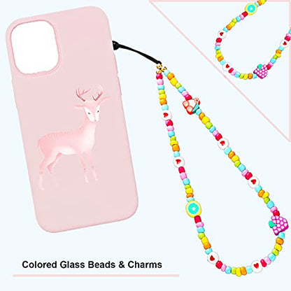 6PCS Beaded Phone Charms Strap Fruit Star Faux Pearl Rainbow Beads Phone Chains Beaded Lanyard for Camera Key Wallet Valentines Day Gifts for Her Women - style: Style6-3