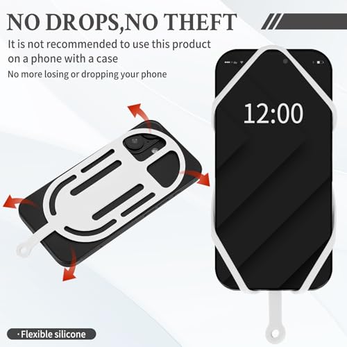 HOTEMIA Silicone Phone Lanyard Holder with Carabiner, Universal Phone Strap,Anti-Theft Phone Case with retractable tether - color: White
