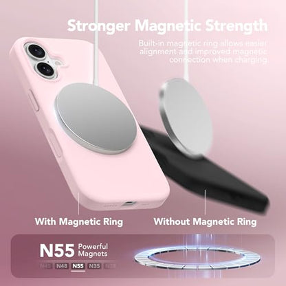 GONEZ Magnetic for iPhone 16 Case, Silicone Cover Chalk Pink - color: A-Chalk Pink, size: Iphone 16