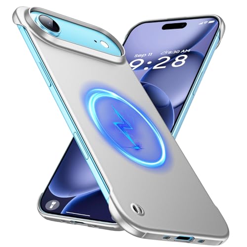 GRECAZO Magnetic Ultra Thin Frosted Designed for iPhone Air Frameless Case 6.5 inch [Compatible with MagSafe] Slim Minimalist Lightweight Matte Hard Cover Protective Borderless Case- Silvery - color: Silvery, size: iPhone Air