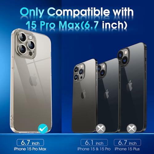 Supdeal Crystal Clear Case for iPhone 15 Pro Max, [Not Yellowing] [Camera Protection] [Military Grade Drop Tested] Transparent Shockproof Protective Soft Silicone Slim Cover, 6.7 inch, Transparent - color: Transparent, size: iPhone 15 Pro Max