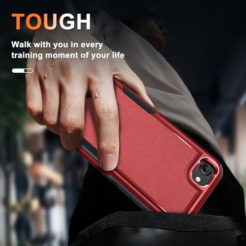 Case for iPhone 8/7/SE 2022 2020, with Screen Protector,Military Grade Heavy Duty Shockproof Phone Cover with Wrist Lanyard Strap for iPhone 8/7/SE 2nd 3rd 4.7 inch,Red | with Screen Protector+Wrist Lanyard Strap,Heavy Duty Shockproof Case for iPhone 8/7/