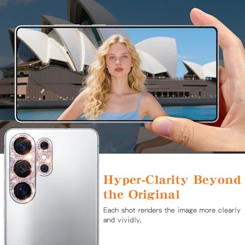 Bling Diamond Camera Lens Protector Compatible with Samsung Galaxy S26 Ultra, Metal Glitter Gem Camera Cover，9H Tempered Glass lens full Screen Sparkle Rhinestone Protector - color: for Galaxy S26 Ultra