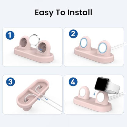 Delidigi for Dual Apple Watch Charger Stand, Charging Cable Not Included - color: Pink, Charger Not Included!