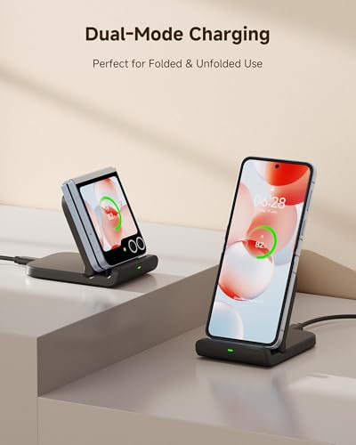 Wireless Charger for Samsung Z Flip 6, SwanScout 501S, Foldable Fast Wireless Charging Stand for Galaxy Z Flip 6/5/4/3, Charging Station for Samsung Z Flip Series/Razr+(No Adapter) (Black-2PCS) - color: Black-2PCS