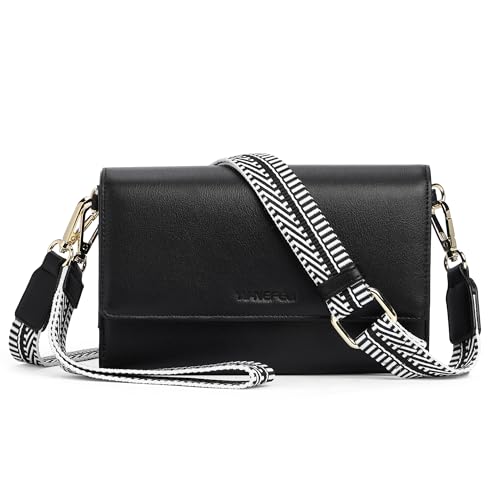 Small Crossbody Bags for Women RFID Vegan Leather Wristlet Phone Mini Purse Shoulder Handbag Wallet Travel Purse - color: Black