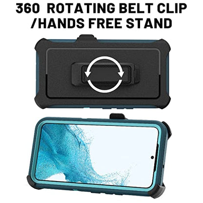AICase Belt-Clip Holster Case for Galaxy S22 with Screen Protector, Heavy Duty Drop Protection Full Body Rugged Shockproof/DustProof Military Grade Tough Durable Cover for Samsung Galaxy S22 - color: dark blue/pink+belt
