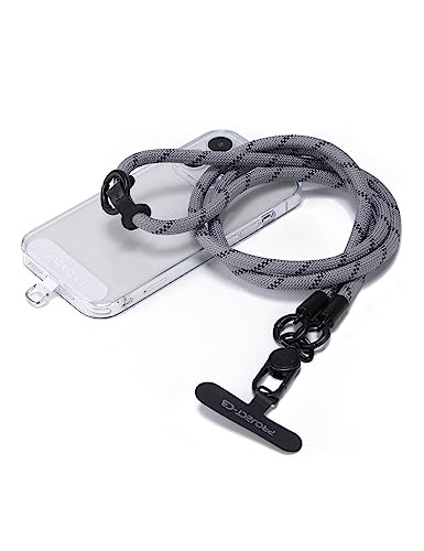 Phone Lanyard×1,Phone Tether Tab×2, Crossbody Cell Phone Lanyard,Rope Lanyard,Universal Adjustable Phone Strap(Gray) - color: Gray
