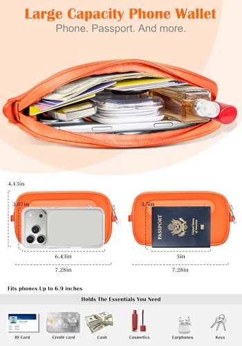 takyu Phone Strap Crossbody with Detachable RFID Wallet Orange - color: Orange