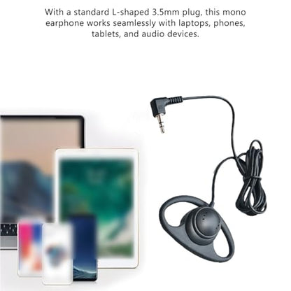 PUSOKEI D Shape Earpiece Headset, 3.5mm Single Side Earphone Hook Earbud, Ergonomic Single Ear Hook Headphone for VoIP Calls, Video Conferences, Multimedia Playback (2pcs) - size: 2pcs