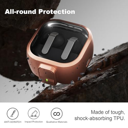 for Samsung Galaxy Buds 4/Buds 4 Pro Case (2026) with Secure Safety Lock Clip,Shockproof Scratch-Resistant TPU Transparent Soft Protective Cover Accessories with Carabiner/Cleaning Kit(Gold) - color: Gold