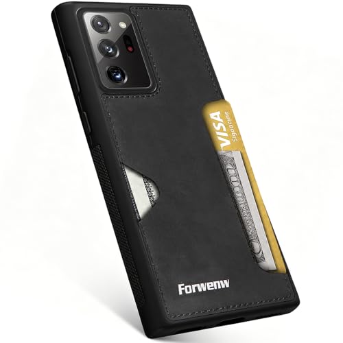 for Samsung Galaxy Note 20 Ultra Case with Card Slot, Leather Back Shockproof Protection Cover, Ultra-Thin Wallet Phone Case, for Samsung Note 20 Ultra 5G Card Slot Case with Card Holder (Black) - color: Black, size: Note20 Ultra