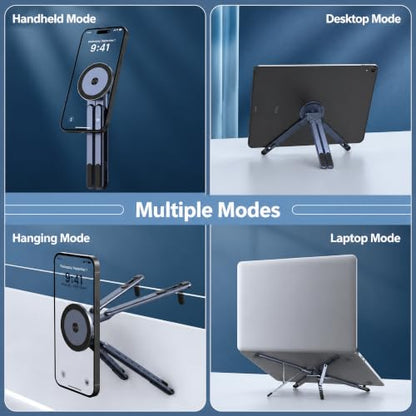 Foldable Laptop Stand with Magnetic Phone Holder, Gray