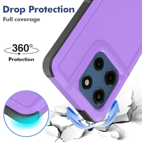 for Moto G Stylus 2025/2026 Case: Dual Layer Protective Heavy Duty Cell Phone Cover Shockproof Rugged with Screen Protector - Military Protection Bumper Tough - for G Stylus 2025/2026, Purple - color: Purple (PC) + Black (TPU)